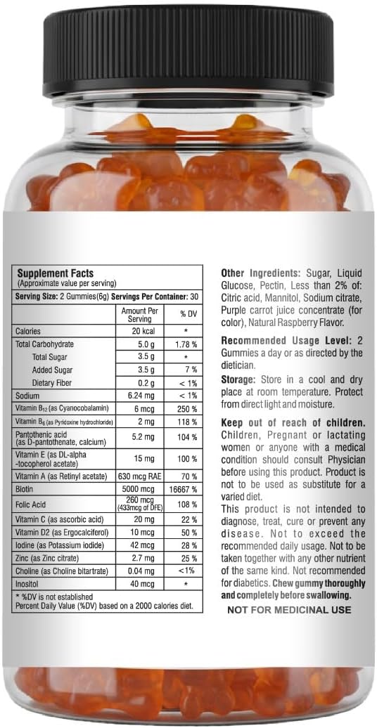 Mishas Nutraceuticals Hair Skin & Nails Gummies - Vegan Biotin Supplement for Healthy Hair, Skin & Nails - 60 Count - görsel 7