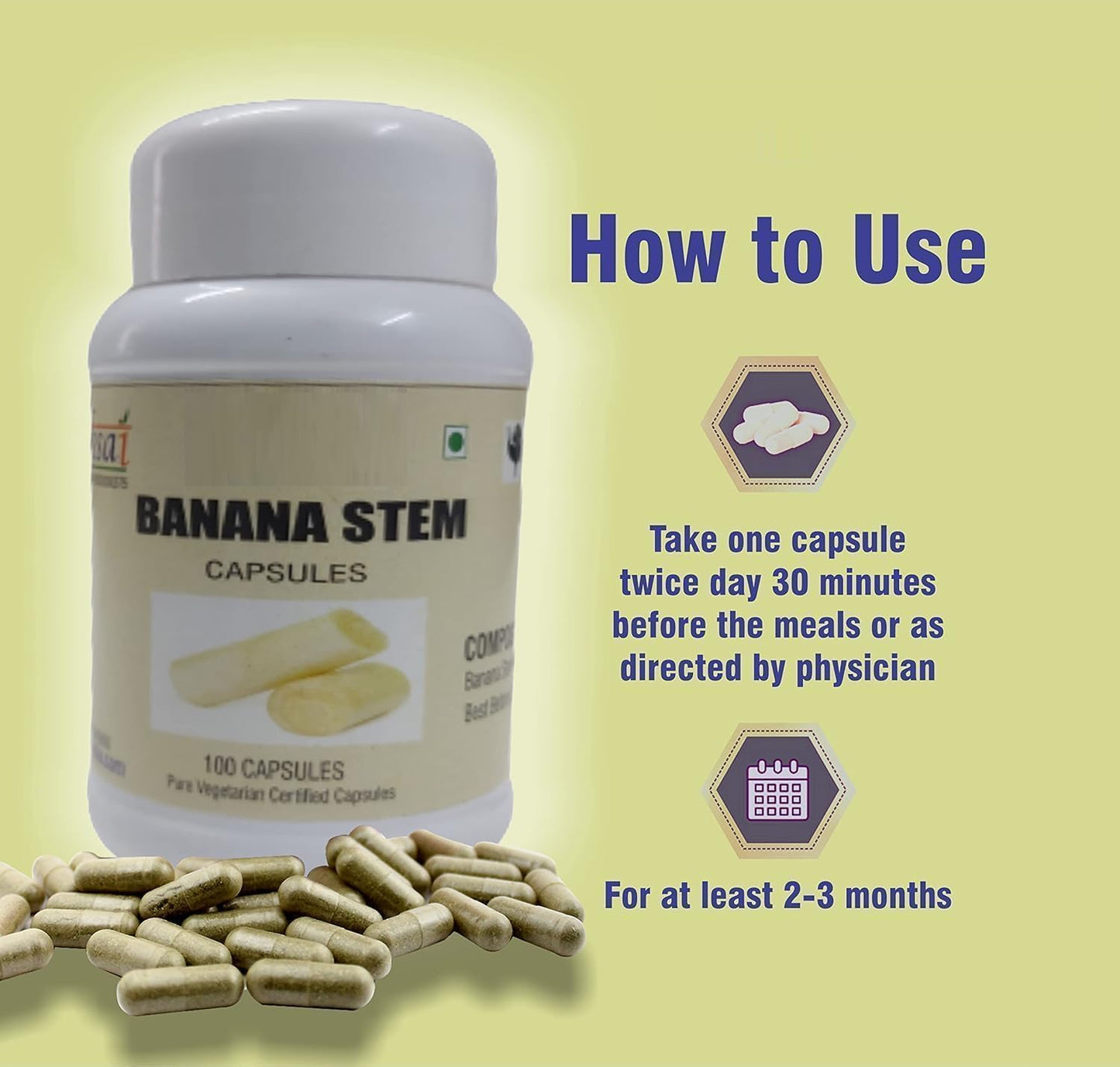 Banana Stem Capsules 500mg – 100 Capsules - görsel 2