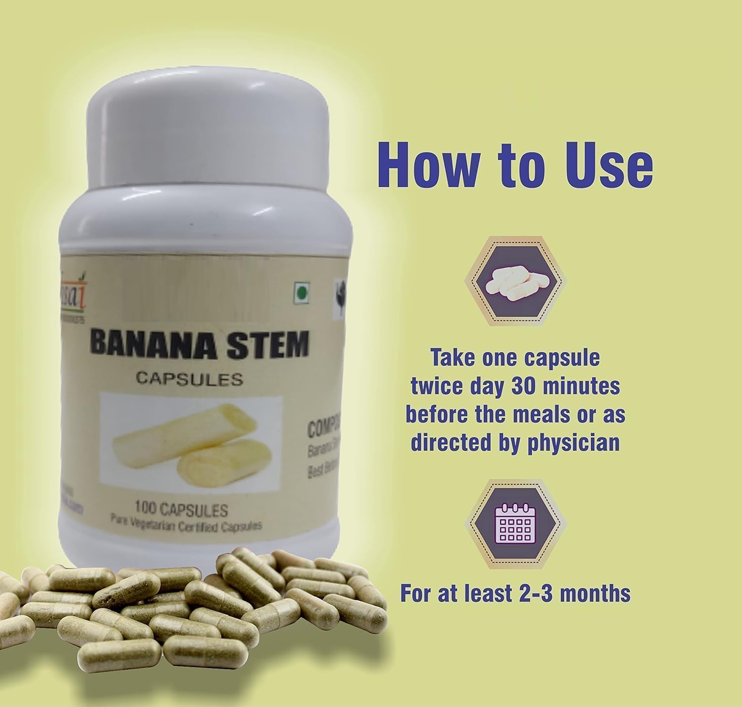 Banana Stem Capsules 500mg – 100 Capsules - görsel 2