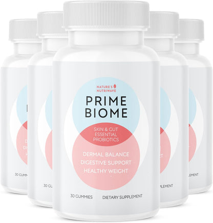 Nature's NutriWave PrimeBiome Gummies – Plant-Based Prebiotic with Inulin, Lion's Mane and Ginger – 30 Gummies