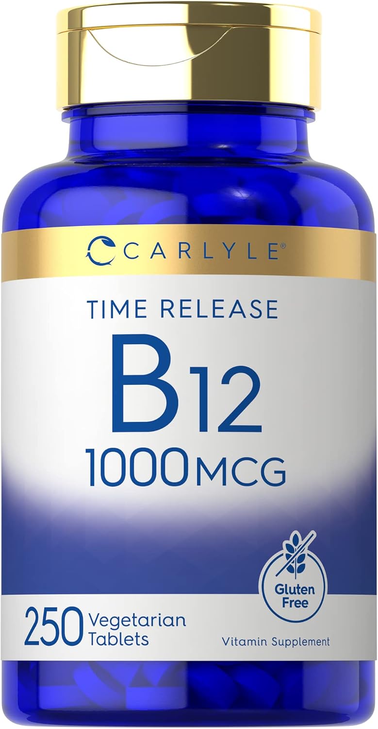 Carlyle Vitamin B12 1000 mcg Time Release Tablets - Cyanocobalamin - 250 Count - görsel 1