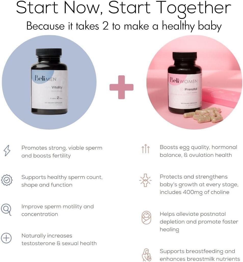 Beli Bundle for Couples - Prenatal Multivitamin Preconception Fertility Support, Enhanced Sperm Health and Count for Men, Supports Egg Quality and Fertility for Women, 150 Capsules 30-Day Supply - görsel 5