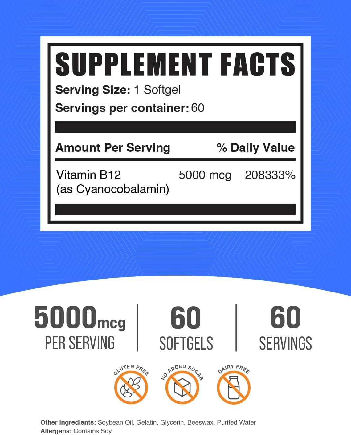 BulkSupplements.com Vitamin B12 5000 mcg Softgels - Cyanocobalamin - görsel 2