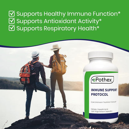 EPOTHEX Immune Support Protocol – Effective Blend of Vitamin C, N-Acetyl Cysteine, Zinc, Vitamin D 2500 IU, Vitamin A, Quercetin – 120 Capsules (60-Day Supply)