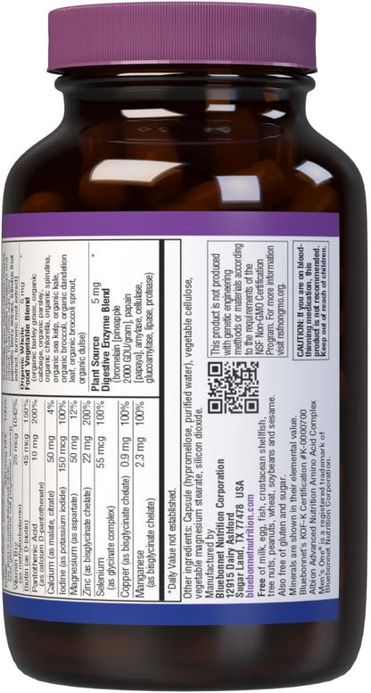 Bluebonnet Nutrition Men's ONE 40+ Whole Food-Based Multivitamin, 60 Vegetable Capsules