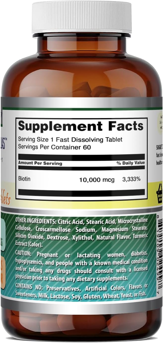 Amazing Formulae Biotin 10,000 mcg Fast Dissolve Tablets, 60 Count (Citrus) - görsel 2