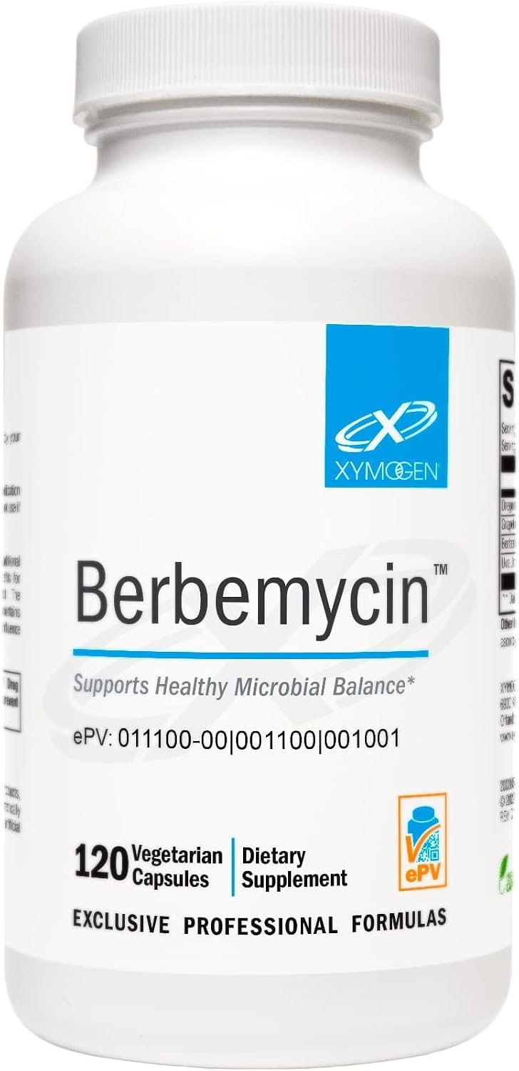 XYMOGEN Berbemycin - Berberine, Grape Root & Grapefruit Extract - Supports Healthy Microbial Balance & GI Health - Concentrated Berberine - Vegan, Gluten-Free & Dairy-free - 120 Capsules - görsel 1