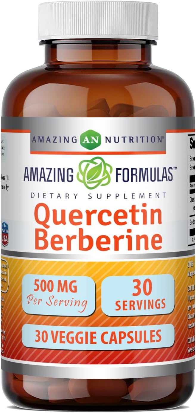 Amazing Formulae Quercetin Berberine - 250mg Berberine and 250mg Quercetin, 180 Vegetable Capsules | Non-GMO | Gluten-Free | Made in the USA | Suitable for Vegetarians - görsel 6