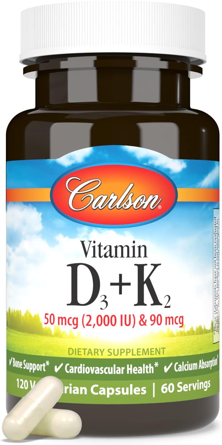 Carlson Vitamin D3 + K2, 2000 IU & 90 mcg MK-7, 120 Capsules - görsel 5