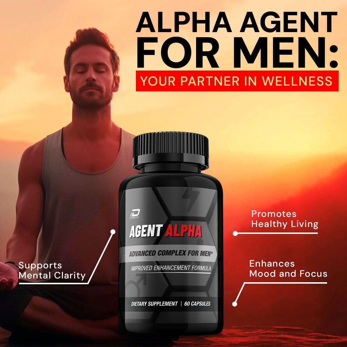 Agent Alpha for Men Capsules – All-Natural Support Formula (2 Pack, 120 Capsules) - görsel 4