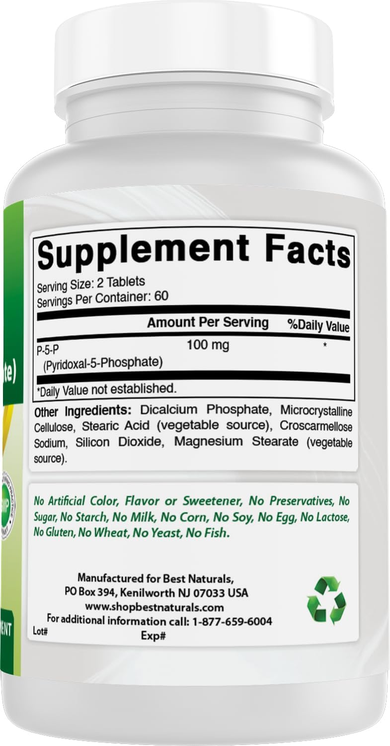 Best Naturals P5P Vitamin B6 (Pyridoxal 5-Phosphate) 100 mg – 120 Tablets - görsel 6