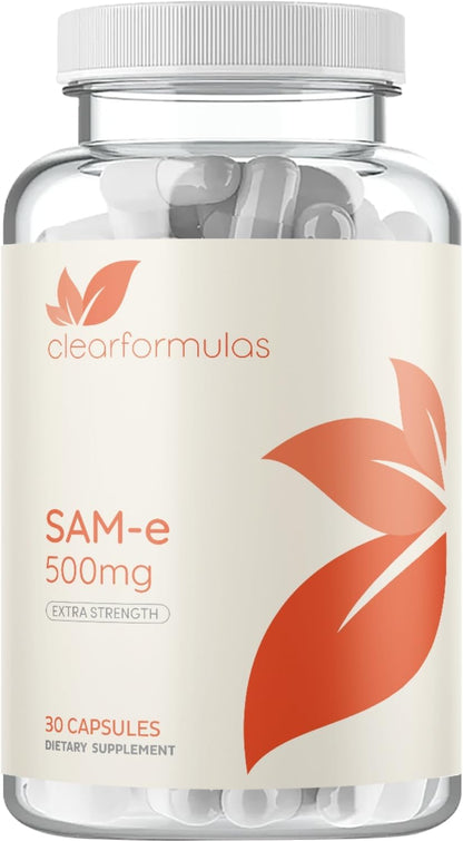 Clear Formulae Bioactive SAM-e 500mg - High Strength Liver & Mood Support - Vegan Non-GMO - 180 Capsules