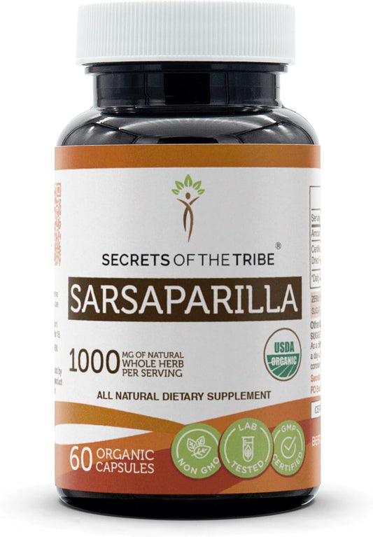 Secrets of the Tribe Organic Sarsaparilla 1000 mg Vegetable Capsules