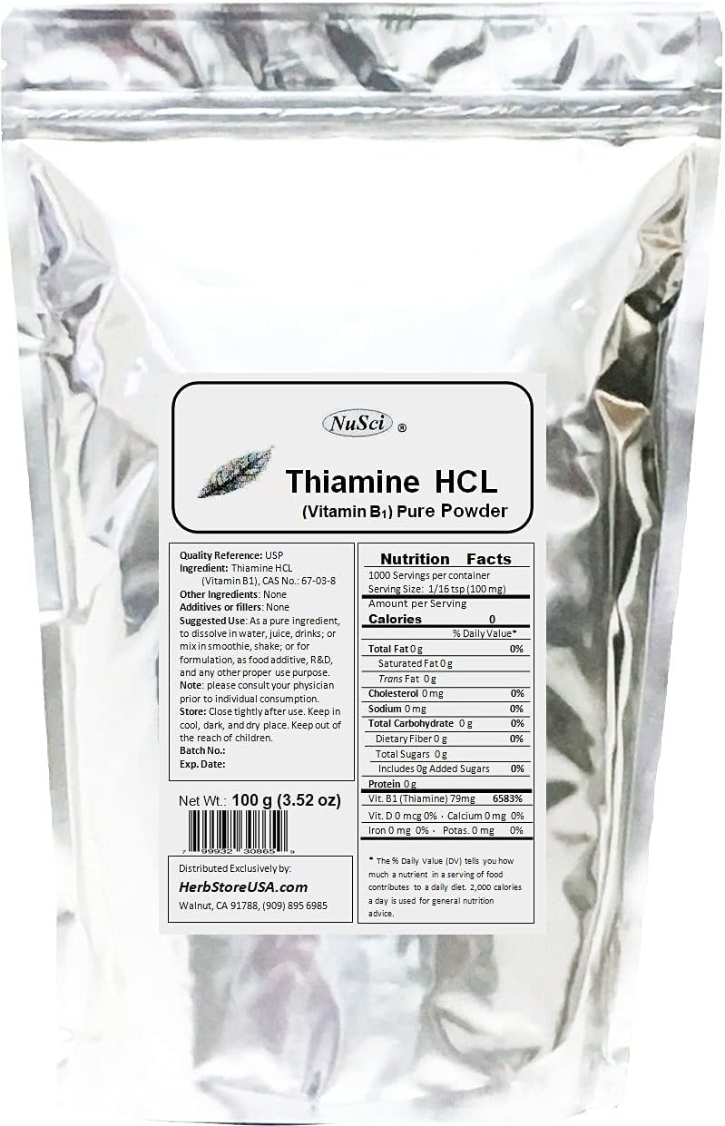 Thiamine HCL Vitamin B1 Pure Powder (227g) for Energy Support - görsel 3