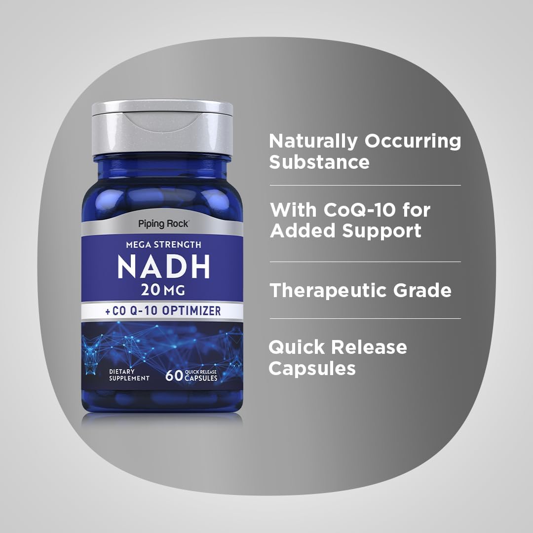 Piping Rock NADH CoQ10 Supplement, 20 mg, 60 Capsules - görsel 4