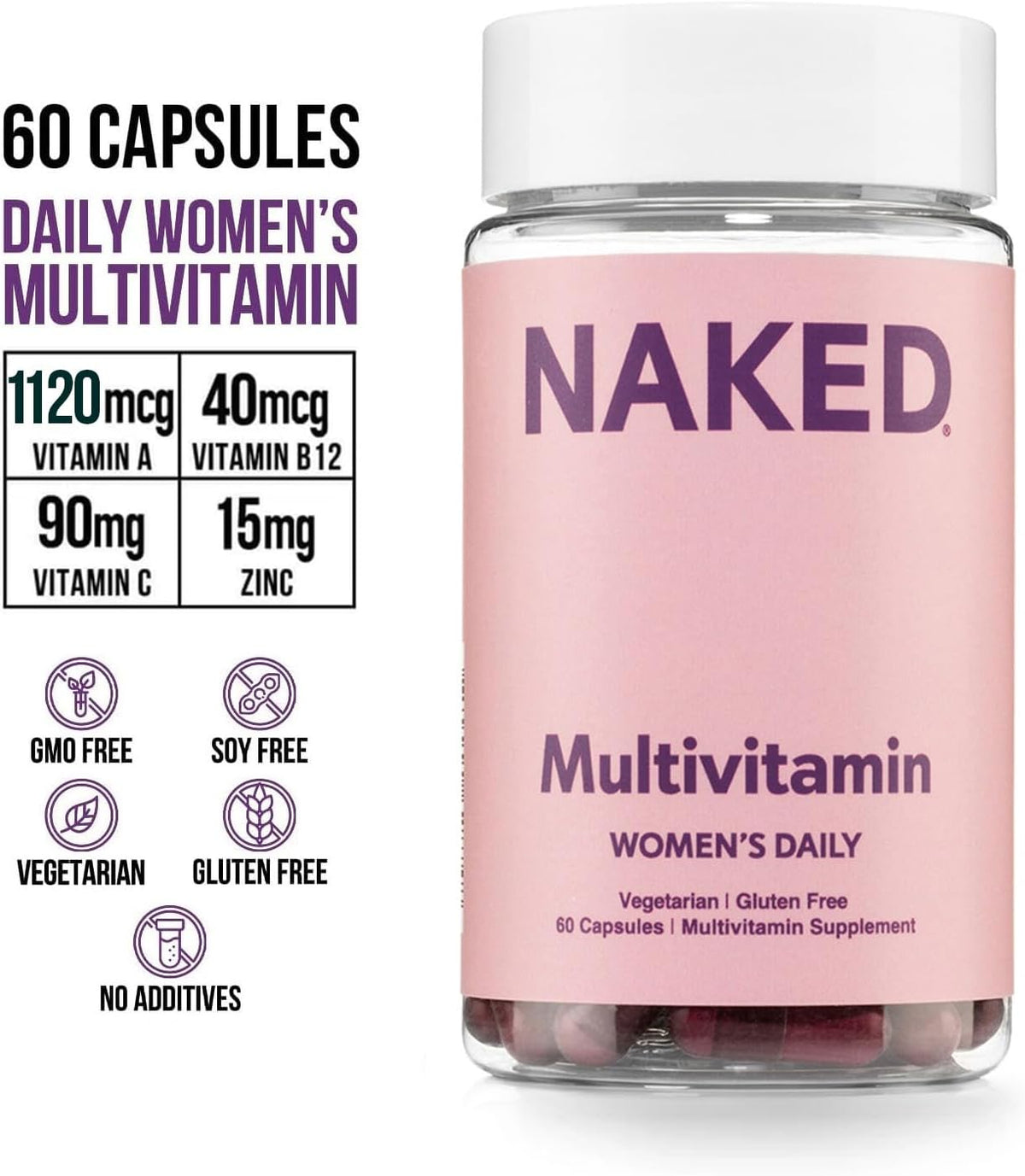 NAKED Nutrition Women's Multi - Daily Multivitamin with Iron & Super Greens, 60 Capsules - görsel 2