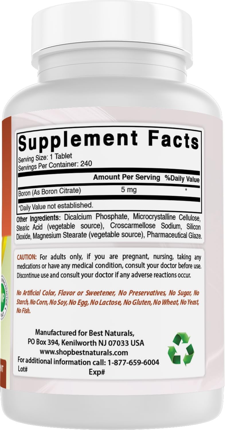 Best Naturals Boron Supplement 5 mg, 240 Tablets - görsel 6
