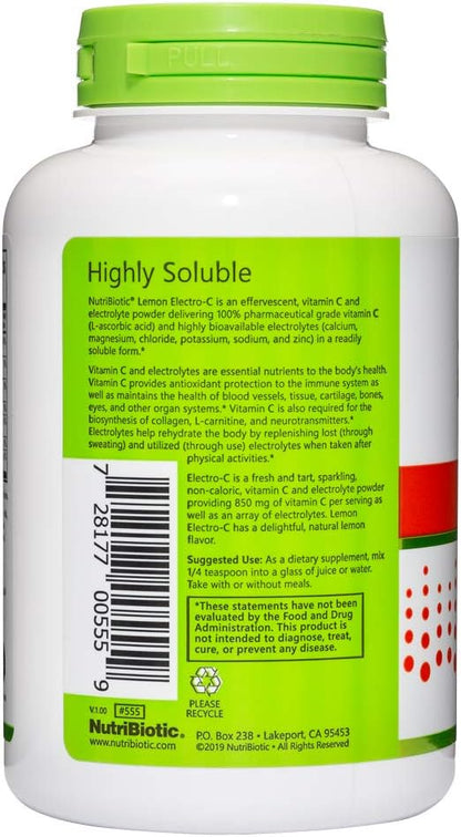 NutriBiotic Lemon Electro-C, Vitamin C and Electrolyte Powder - 227 g