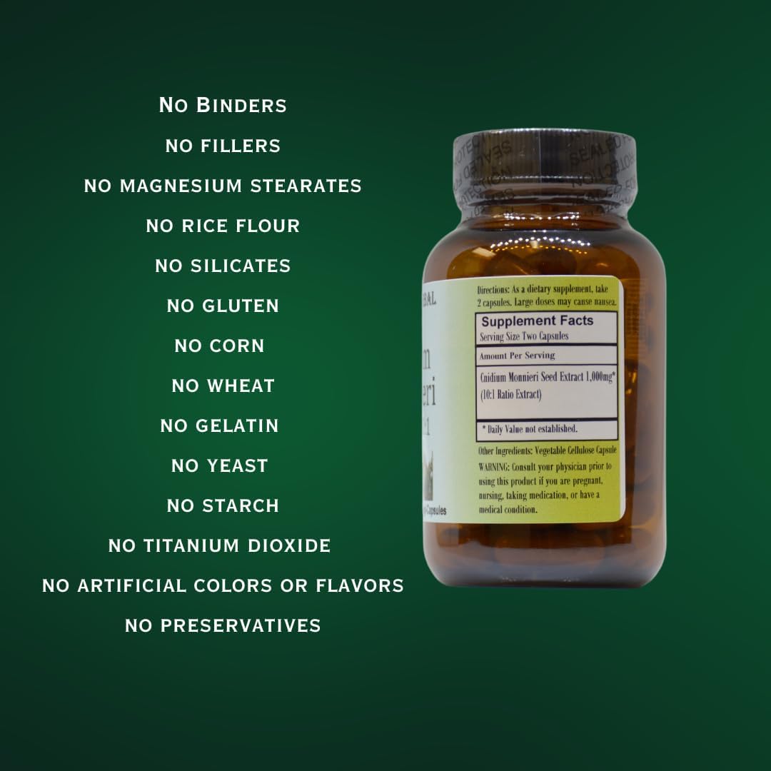 Barlowe's Herbal Elixirs Cnidium Monnieri Supplement | 50:1 Extract | 500mg Per Capsule | 60 Vegan Capsules | Stearate-Free, Gluten-Free, Pure Formula in Glass Bottles - görsel 4