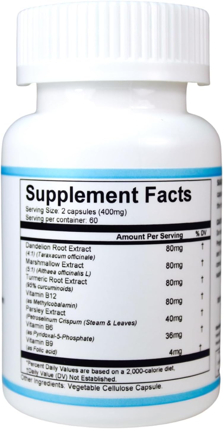 RenalHealth Kidney & Urinary Support Supplement with Marshmallow Root, Dandelion & Parsley – 120 Vegetarian Capsules - görsel 2