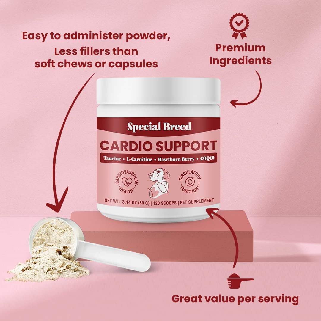 Special Breed Cardio Support for Dogs – Taurine, L-Carnitine, CoQ10 & Organic Hawthorn Berry Powder – 120 Servings - görsel 2