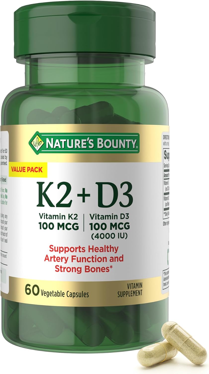Nature's Bounty Vitamin D3 K2 Supplement, 4000 IU D3 + 100 mcg K2, 30 Vegetarian Capsules - görsel 9