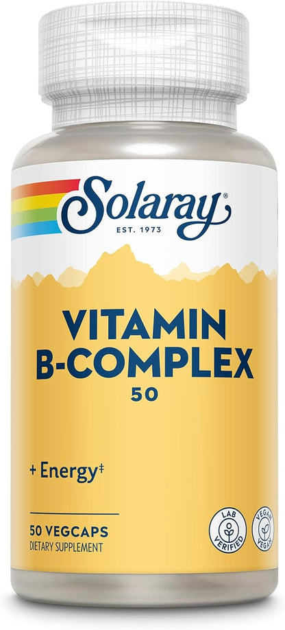 SOLARAY Vitamin B Complex 50 mg – Daily Support for Energy Metabolism & Nervous System – 50 Vegan Capsules