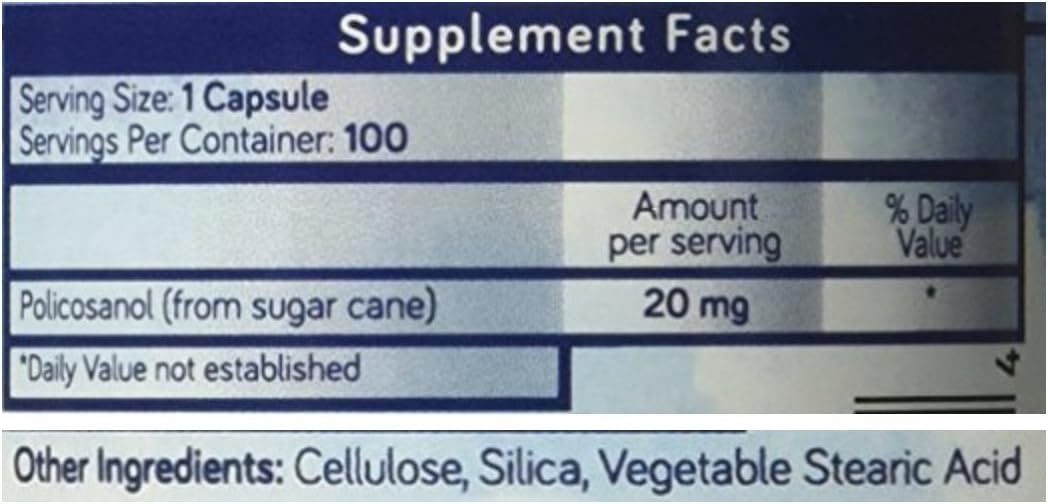 Purethentic Naturals Policosanol 20mg - 100 Veg Capsules - görsel 7