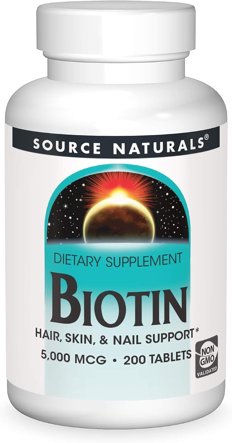 Source Naturals Biotin 5,000mcg High Potency B Vitamin - 200 Tablets - görsel 1