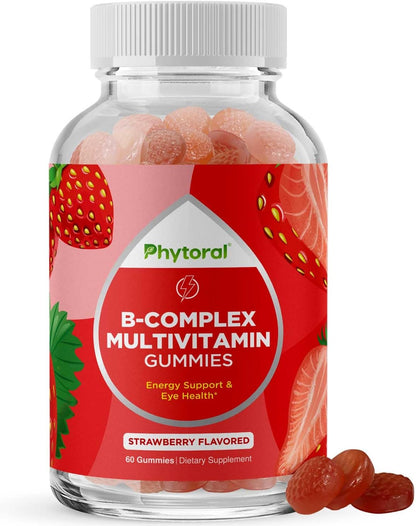Vitamin B Complex Gummies for Adults & Kids - B Vitamins with Thiamine, Riboflavin, Niacin, B6, B12 & Folate - 60 Gummies