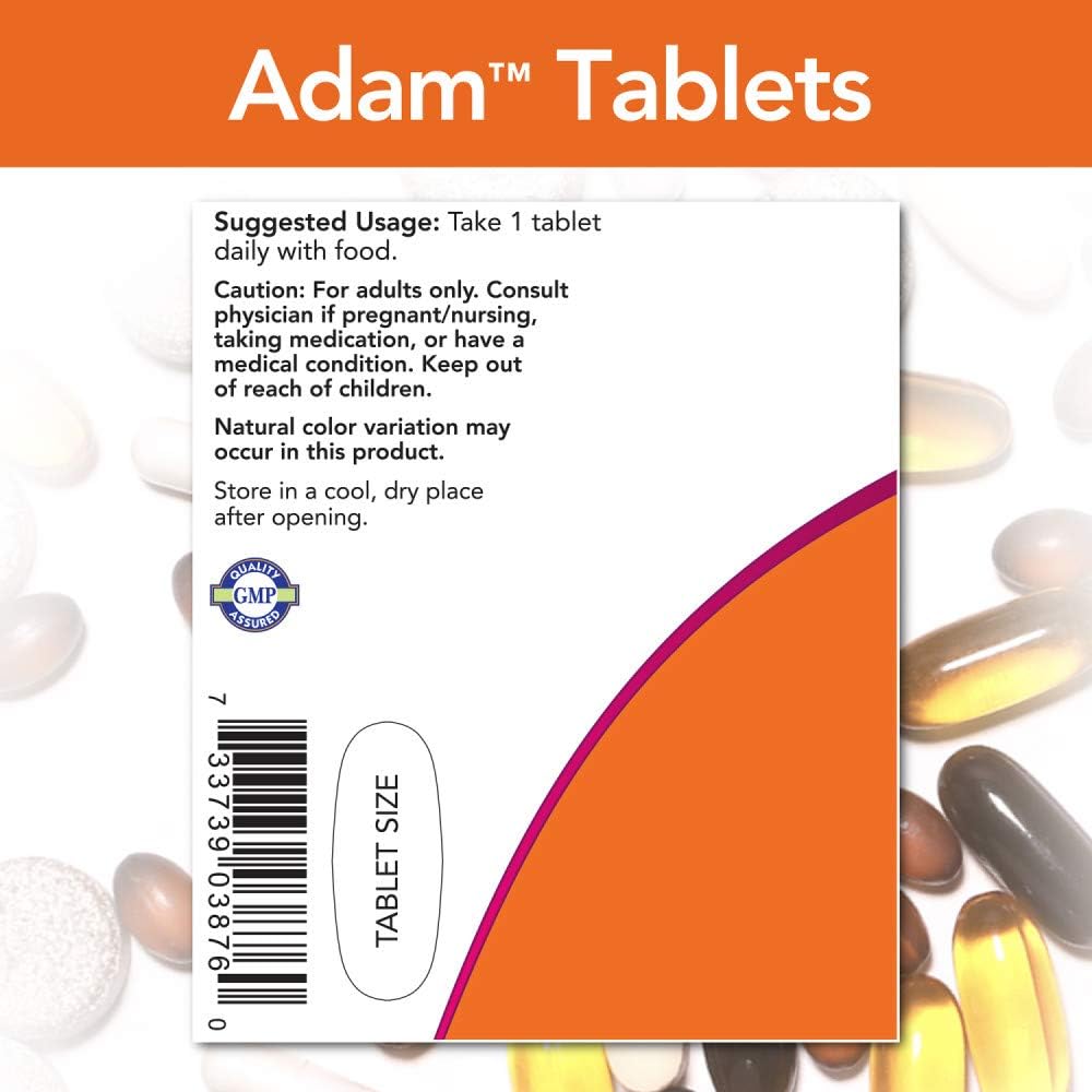 NOW Foods ADAM Men's Multivitamin - 120 Tablets - görsel 3