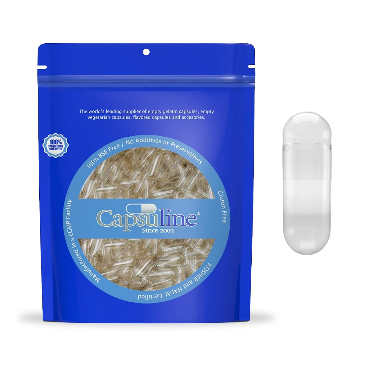 Clear Size 00 Empty Gelatine Capsules by Capsuline – 1000 Count - görsel 1
