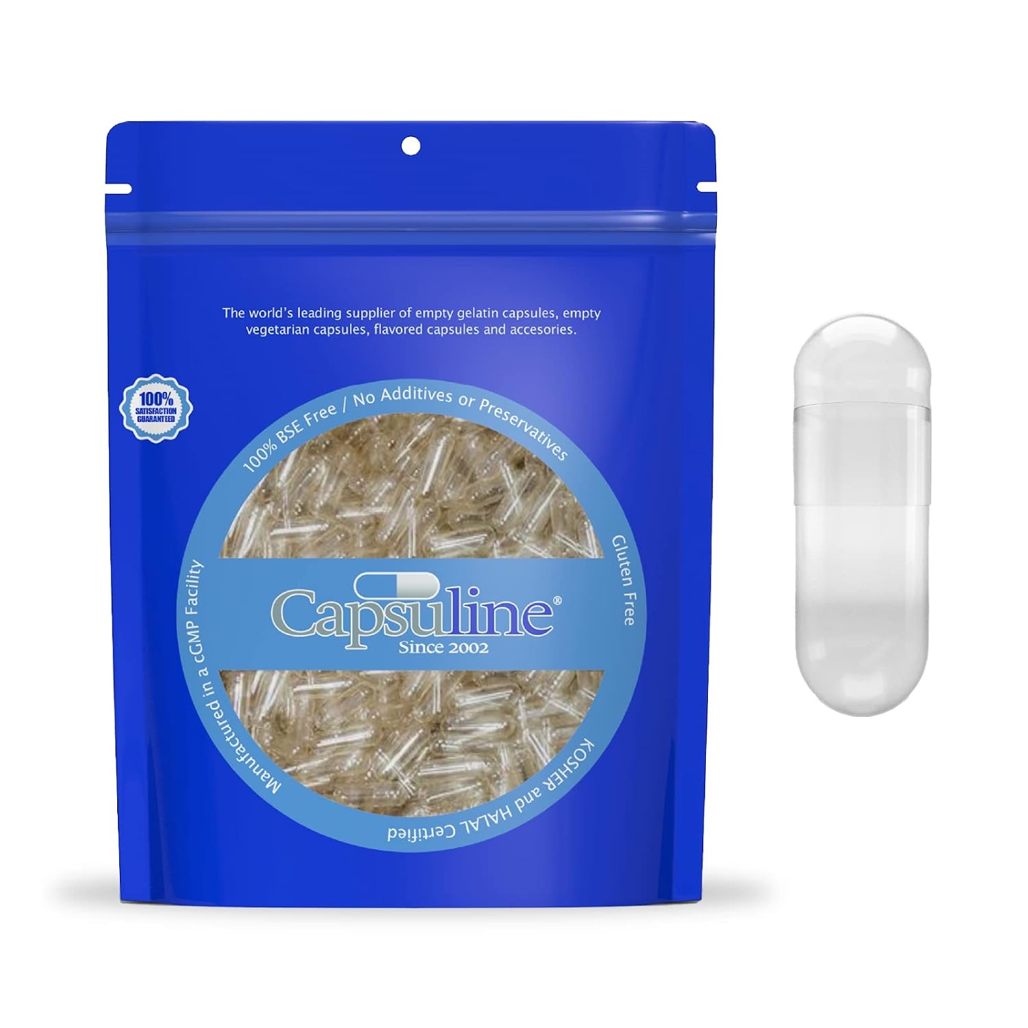 Clear Size 00 Empty Gelatine Capsules by Capsuline – 1000 Count - görsel 1