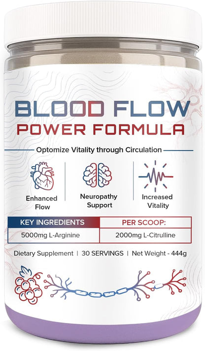 The Blood Flow Power Formula Neuropathy Drink Powder - L-Arginine & Citrulline Supplement