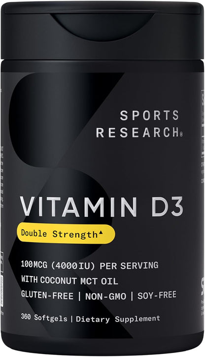 Sports Research Vitamin D3 1000 IU with Coconut MCT Oil - 360 Softgels