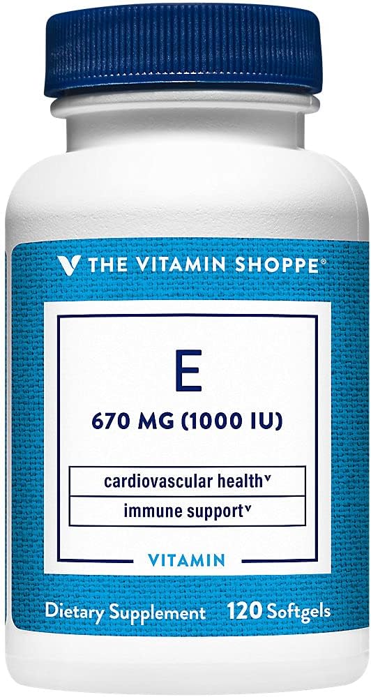 The Vitamin Shoppe Vitamin E 1,000 IU Softgels | Antioxidant Support for Skin Health and Immune Function | 120 Count - görsel 1