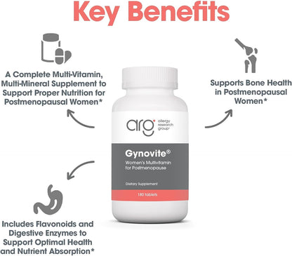 Optimox Gynovite Plus - Women's Multivitamin & Multimineral Supplement - Postmenopausal Support with Magnesium, Vitamin D3, Biotin & Digestive Enzymes - 30 Servings - 180 Count