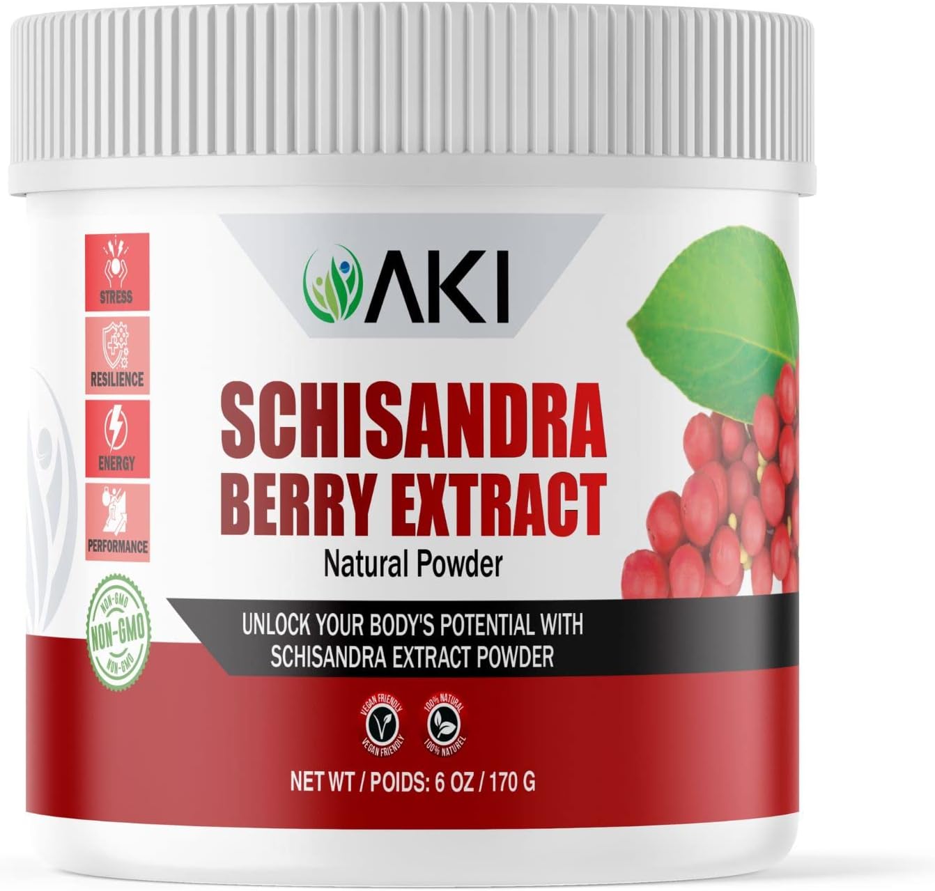 AKI Schisandra Berry Extract Powder - Adaptogenic Superfood, Non-GMO & Vegan Friendly (170g) - görsel 1