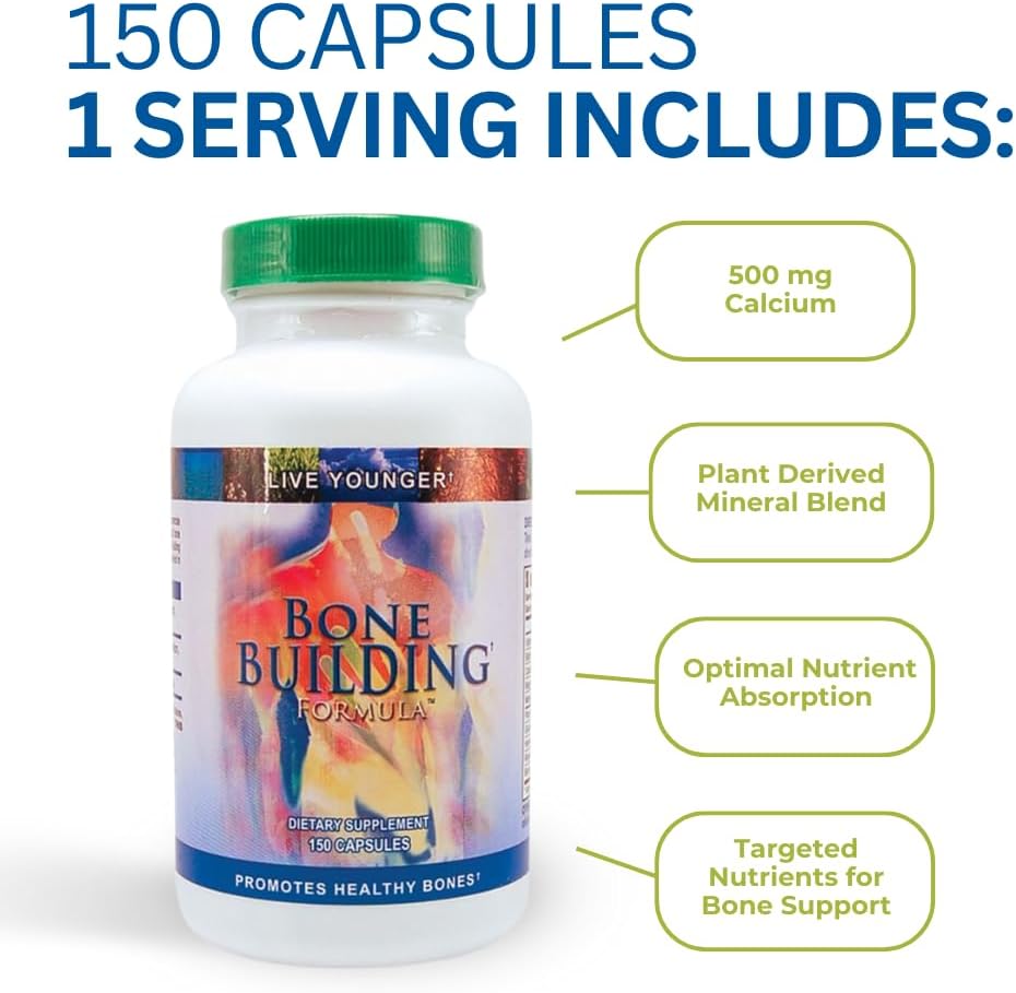 Youngevity Bone Building Formula - Calcium, Magnesium, D3, Biotin, Glucosamine HCl, Trace Minerals, Boron, Horsetail, Rosehips (150 Capsules) - görsel 4