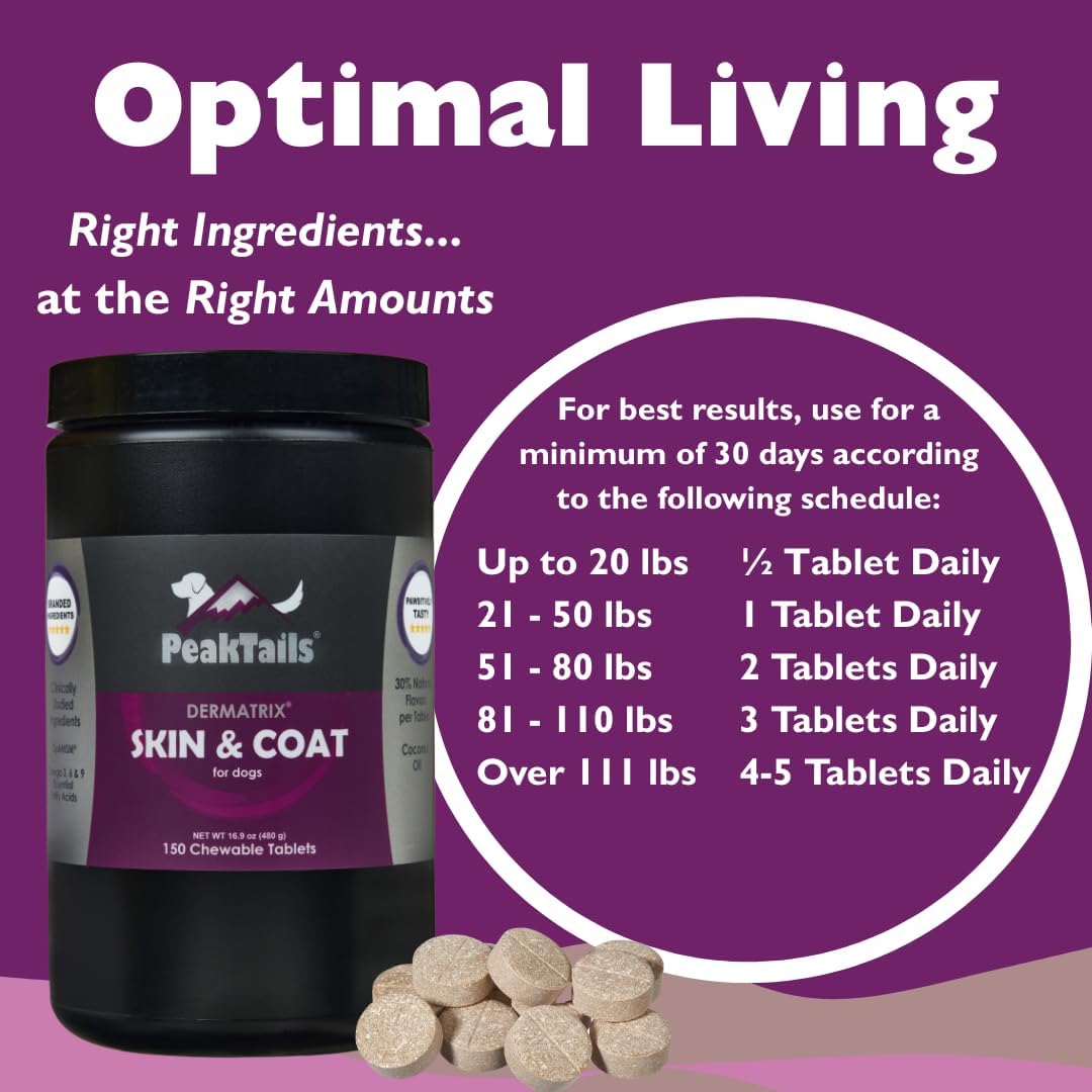 Kala Health PeakTails Skin & Coat Support for Dogs – 150 Chewable Tablets - görsel 6