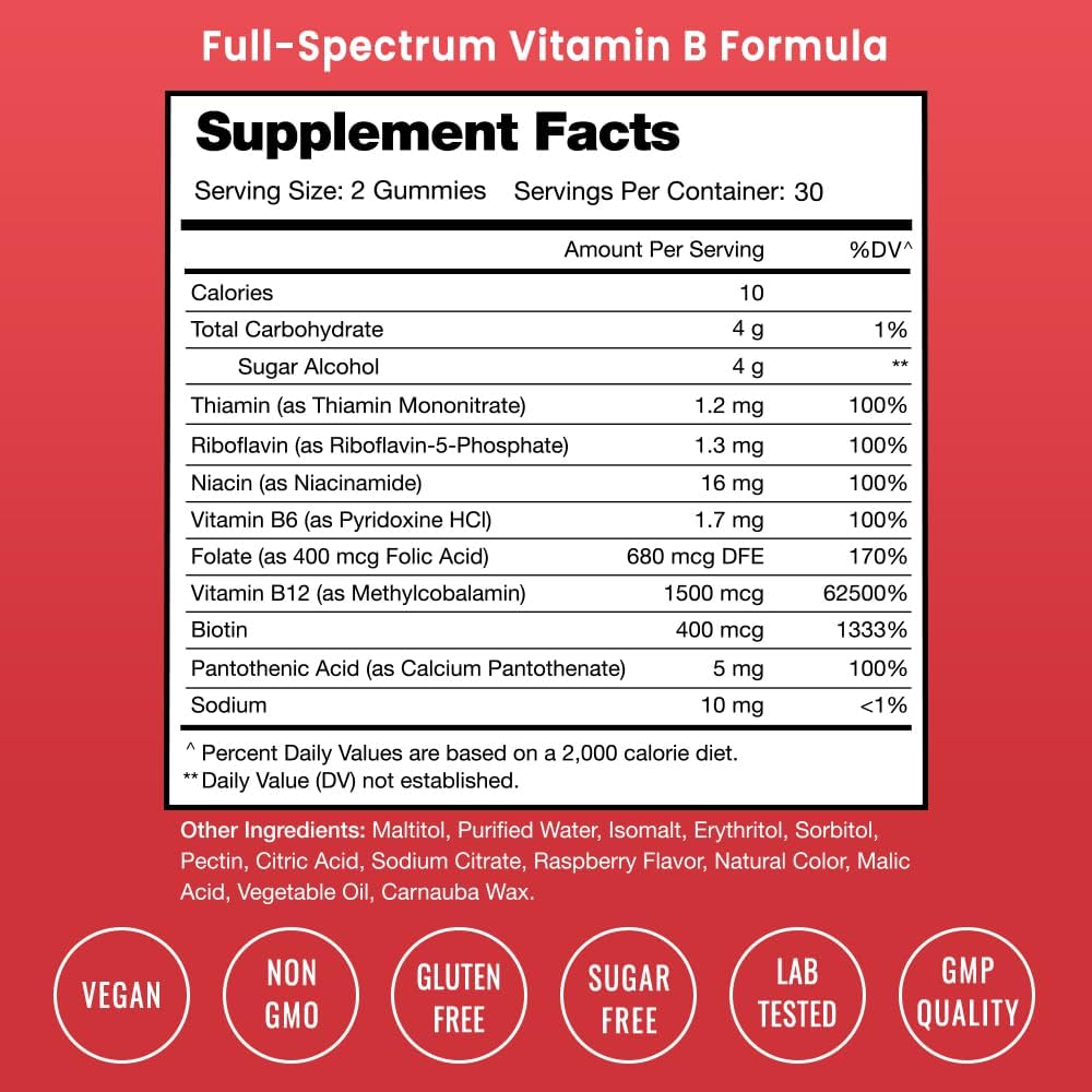NutraChamps Vitamin B Complex Gummies – Complete B Vitamin Supplement with Methylcobalamin - görsel 3