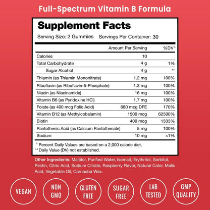 NutraChamps Vitamin B Complex Gummies – Complete B Vitamin Supplement with Methylcobalamin