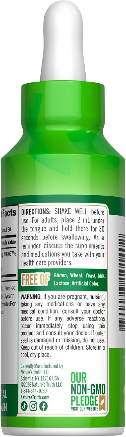 Nature's Truth B12 Sublingual Liquid Drops | 10,000 mcg | 60 ml | Vegan, Non-GMO & Gluten-free - görsel 7