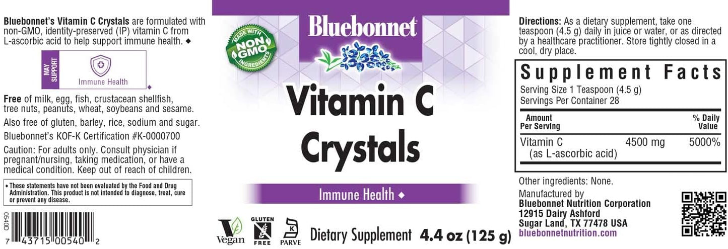 Bluebonnet Nutrition Vitamin C Crystals – 4.4 oz (125 g) Powder - görsel 2