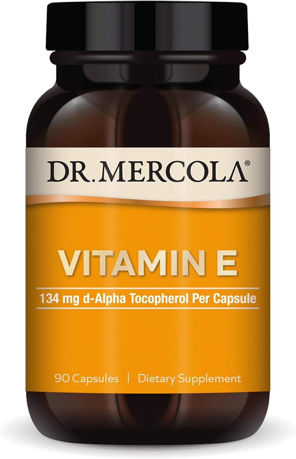 Dr. Mercola Vitamin E, 90 Servings (90 Capsules), 134 mg Per Capsule, Food Supplement, Supports Healthy Skin, Non-GM - görsel 1