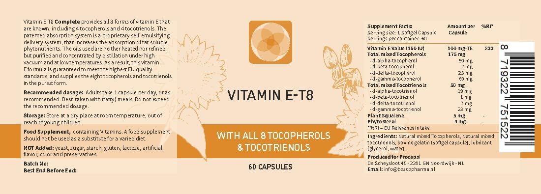 Procapsin Vitamin E – All 8 Tocopherols & Tocotrienols, 60 Softgels - görsel 2