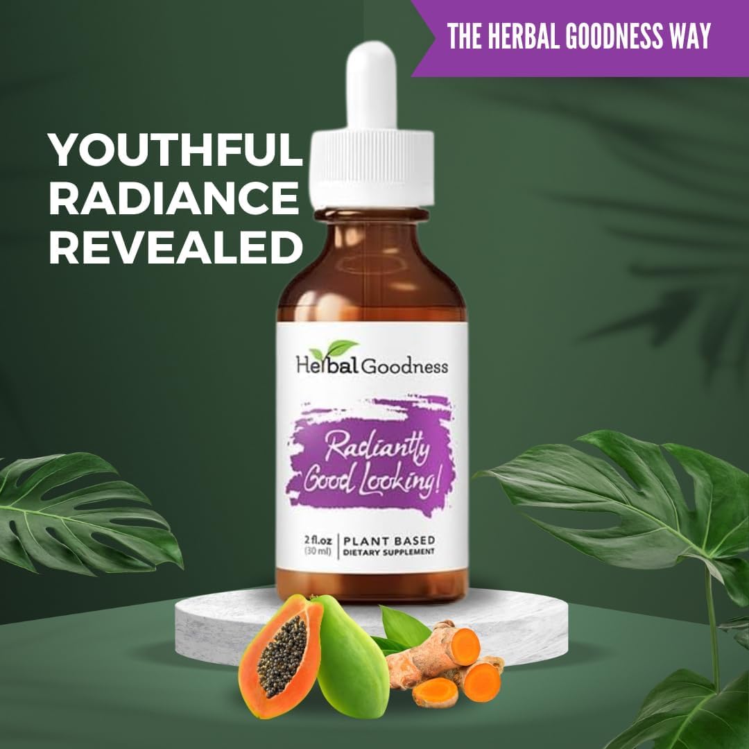 Herbal Goodness Radiantly Looking Good: Herbal Food Supplement with Vitamin C for Radiant Skin, Natural Plant-Based Liquid, 2 fl oz - görsel 3