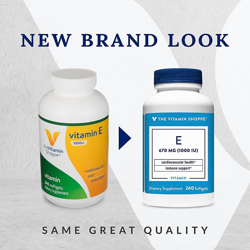 The Vitamin Shoppe Vitamin E 1,000 IU – Antioxidant Support for Skin Health & Cell Protection, Daily Vitamin (240 Softgels) - görsel 2