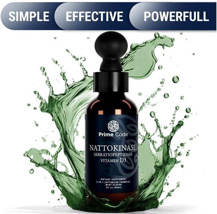 Prime Code Nattokinase & Serratiopeptidase Liquid Drops with Vitamin D3, Non-GMO, Gluten-free - görsel 3