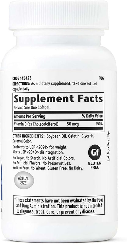 GNC Vitamin D3 50mcg (2000 IU) Food Supplement - 180 Softgels